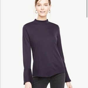 Ann Taylor Mock Neck Flare Cuff Top